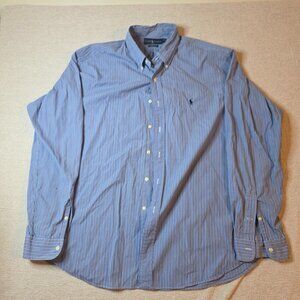 Ralph Lauren Classic Fit Striped Button Down Shirt Men’s XXL Blue Long Sleeve Po